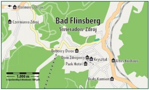 Kuren in Polen: Lageskizze des Park Hotel Spa in Bad Flinsberg Swieradów Zdrój Isergebirge