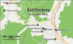 Kuren in Polen: Lageplan des Hotel und Medi Spa Bialy Kamien in Bad Flinsberg Swieradow Zdroj Isergebirge