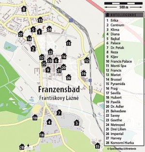 Kuren in Tschechien: Lageplan vom Kurhotel Reza im Franzensbad Frantiskovy Lázne
