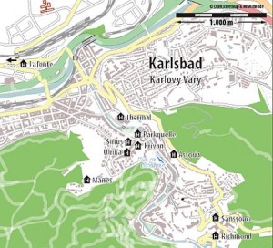 Kuren in Tschechien: Lageplan des Kurhaus Parkquelle (Sadovy Pramen) in Karlsbad