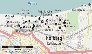 Kuren in Polen: Lageplan des Kurhotel Maxymilian in Kolberg Kolobrzeg