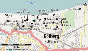 Lageplan des Hotel Aquarius SPA Kolberg Kolobrzeg Ostsee Polen Kuren in Polen: Lageplan des Hotel Aquarius SPA in Kolberg Kolobrzeg