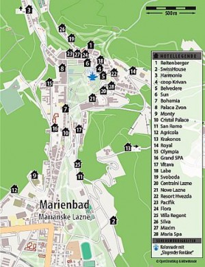 Kuren in Tschechien: Lageplan des Hotel Chateau Monty SPA in Marienbad Mariánske Lázne