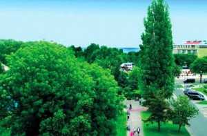Kuren in Polen: Blick vom Kurhotel Arstone Villa am Park in Swinemünde Swinoujscie Ostsee